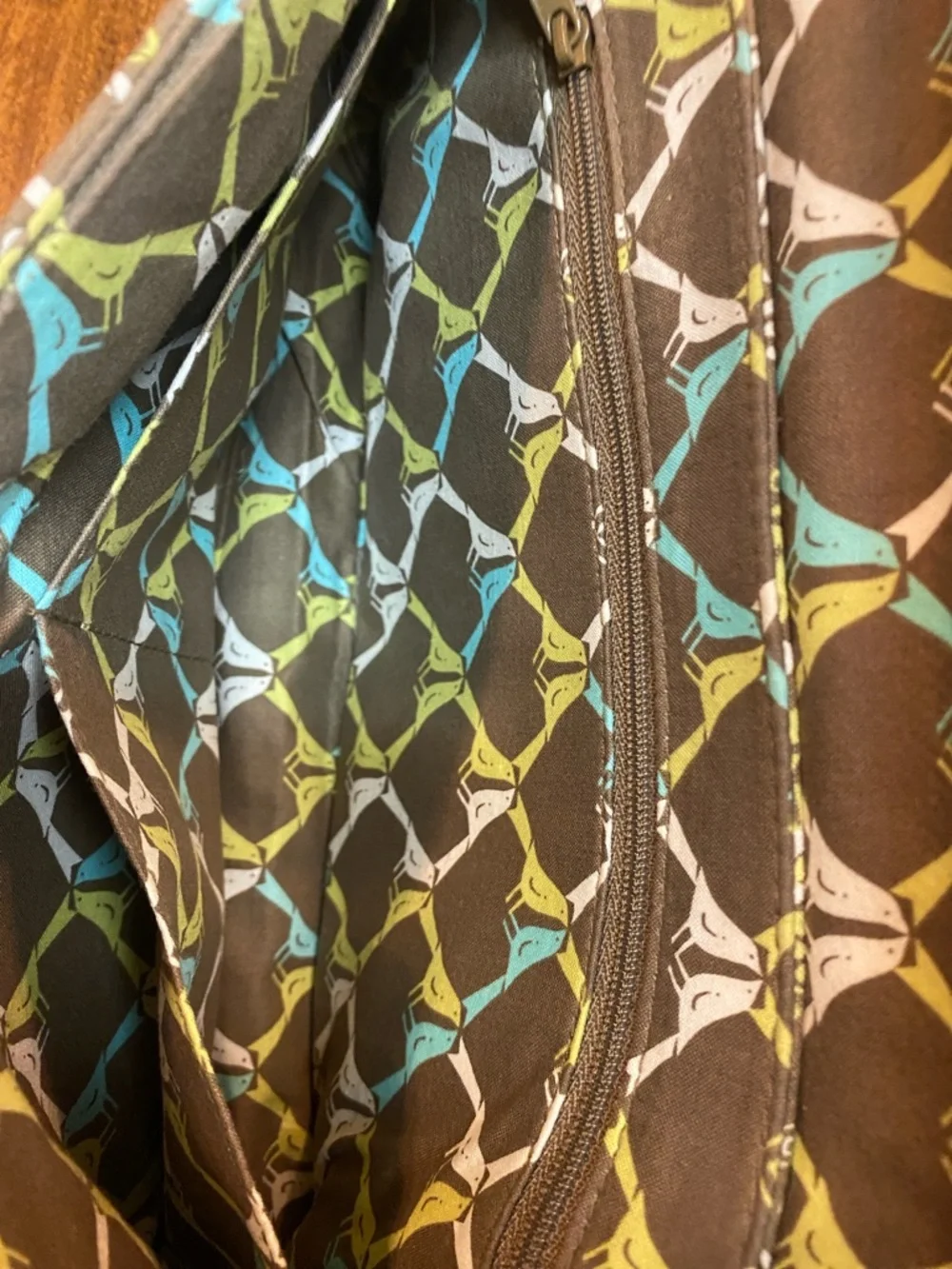 Vera Bradley Brown Lime Floral Quilted Clutch